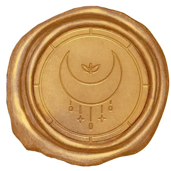 wax seal with moon and charms