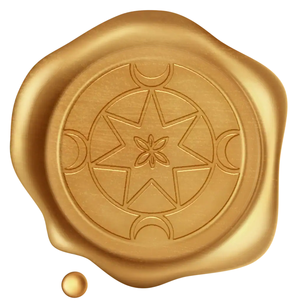 wax seal with star and moon design
